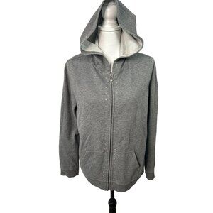 NY&C Sport Zip Front Gray Hoodie Womens‎  L Athleisure Cotton Activewear